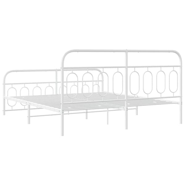 vidaXL Sengeramme i metall med hode- og fotgavl hvit 160x200 cm