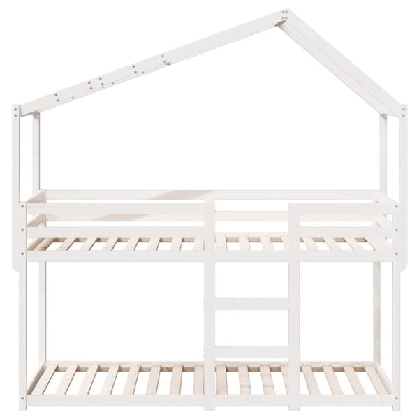 vidaXL Våningssäng med tak vit 80x200 cm massiv furu