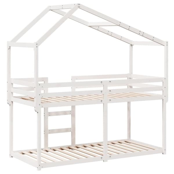 vidaXL Våningssäng med tak vit 80x200 cm massiv furu