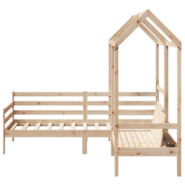 vidaXL Sett med dagseng og benk med tak 90x200 cm heltre furu