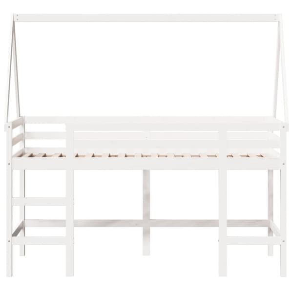 vidaXL Køyeseng med stige og tak hvit 80x200 cm heltre furu