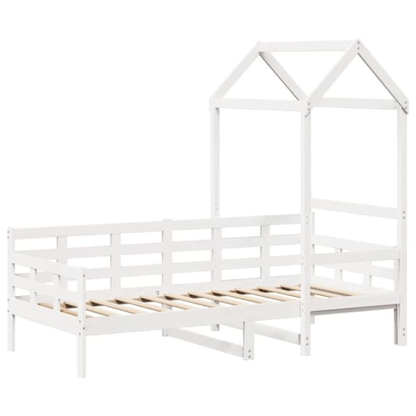 vidaXL Dagbädd med tak vit 80x200 cm massiv furu