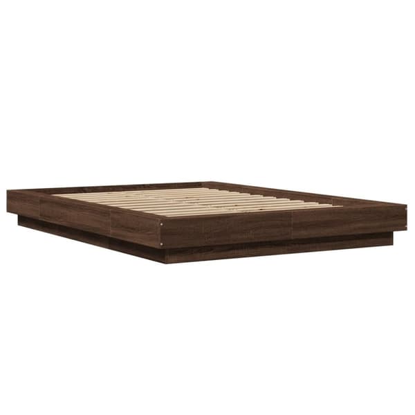 vidaXL Sengeramme med LED-lys brun eik 120x190 cm konstruert tre