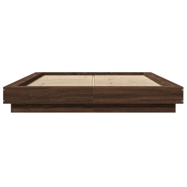 vidaXL Sengeramme med LED-lys brun eik 120x190 cm konstruert tre