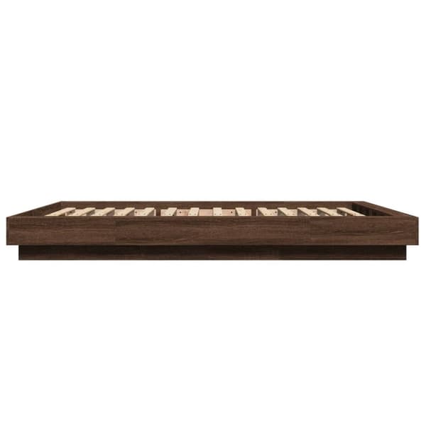 vidaXL Sengeramme med LED-lys brun eik 120x190 cm konstruert tre