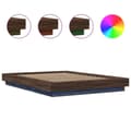 Miniatyrbilde 8 av 11: vidaXL Sengeramme med LED-lys brun eik 120x190 cm konstruert tre