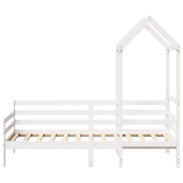 vidaXL daybed med tag 90x200 cm massivt fyrretræ hvid