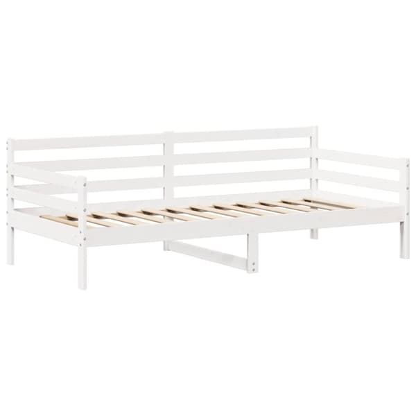vidaXL daybed med tag 90x200 cm massivt fyrretræ hvid
