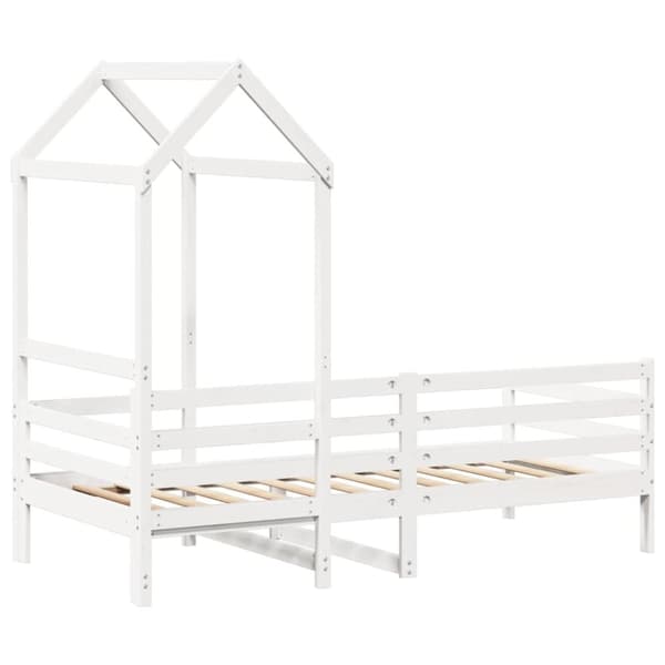 vidaXL daybed med tag 90x200 cm massivt fyrretræ hvid