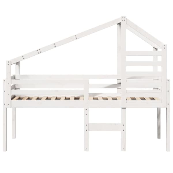 vidaXL Hög säng med tak vit 75x190 cm massiv furu