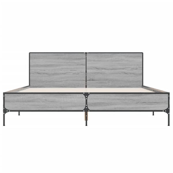 vidaXL sengestel 135x190 cm konstrueret træ og metal grå sonoma-eg