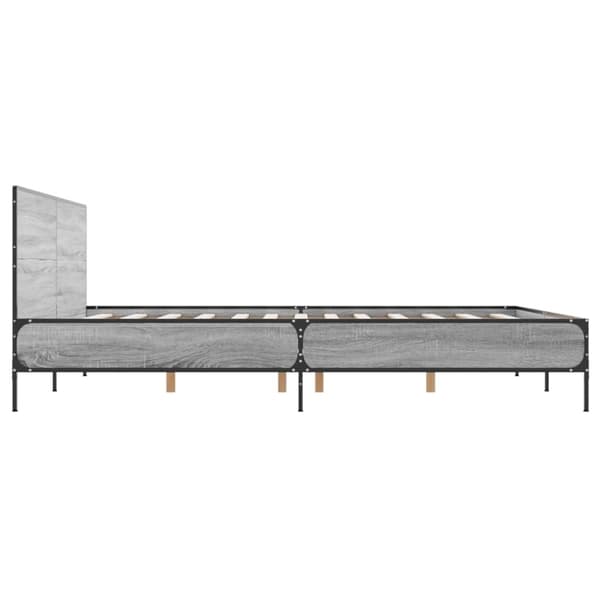 vidaXL sengestel 135x190 cm konstrueret træ og metal grå sonoma-eg