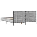 Miniatyrbillede 5 af 9: vidaXL sengestel 135x190 cm konstrueret træ og metal grå sonoma-eg