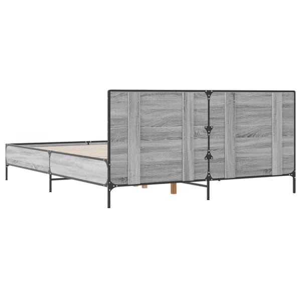 vidaXL sengestel 135x190 cm konstrueret træ og metal grå sonoma-eg