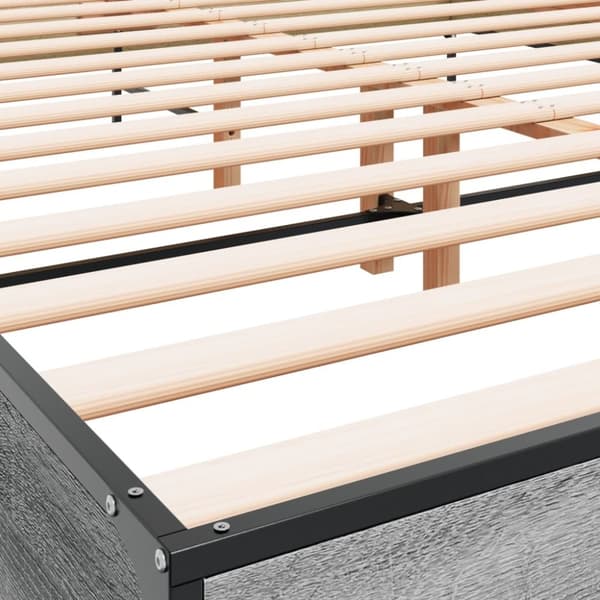 vidaXL sengestel 135x190 cm konstrueret træ og metal grå sonoma-eg