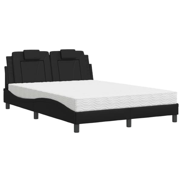 vidaXL Säng med madrass svart 140x200 cm konstläder
