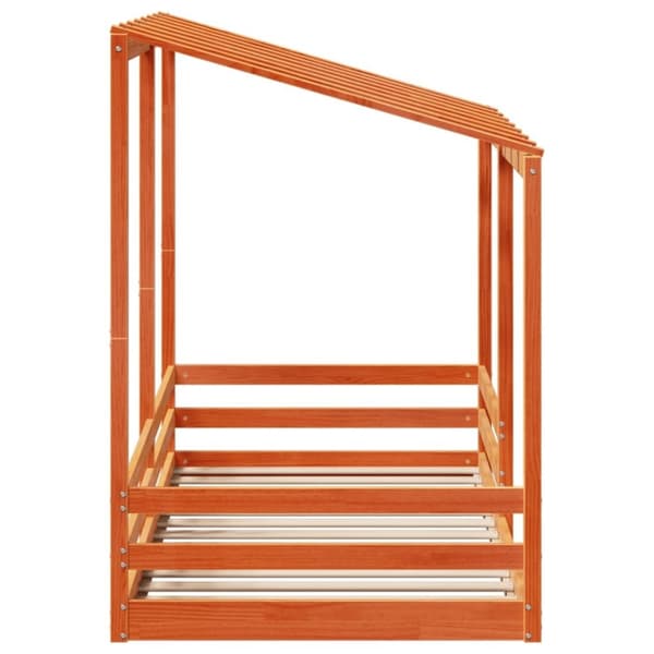 vidaXL Barneseng med tak voksbrun 80x200 cm heltre furu