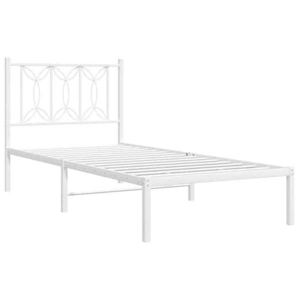 vidaXL sengeramme med sengegavl 90x190 cm metal hvid