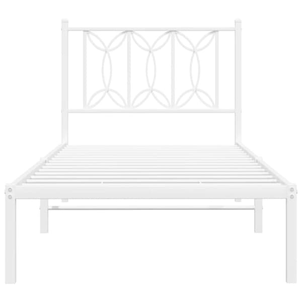 vidaXL sengeramme med sengegavl 90x190 cm metal hvid