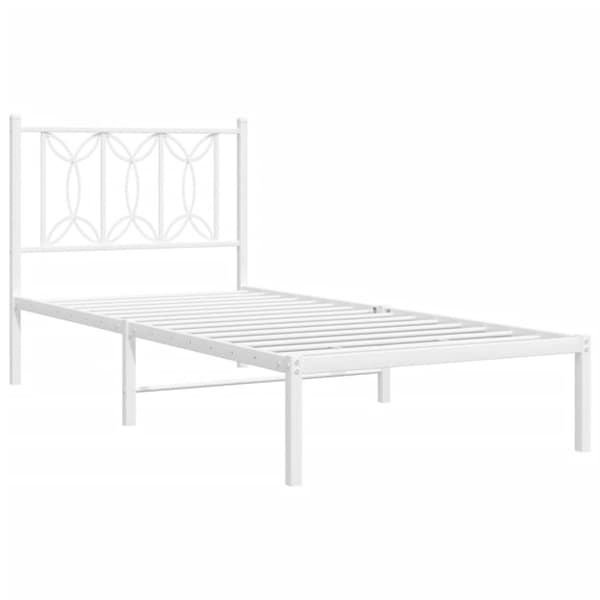 vidaXL sengeramme med sengegavl 90x190 cm metal hvid