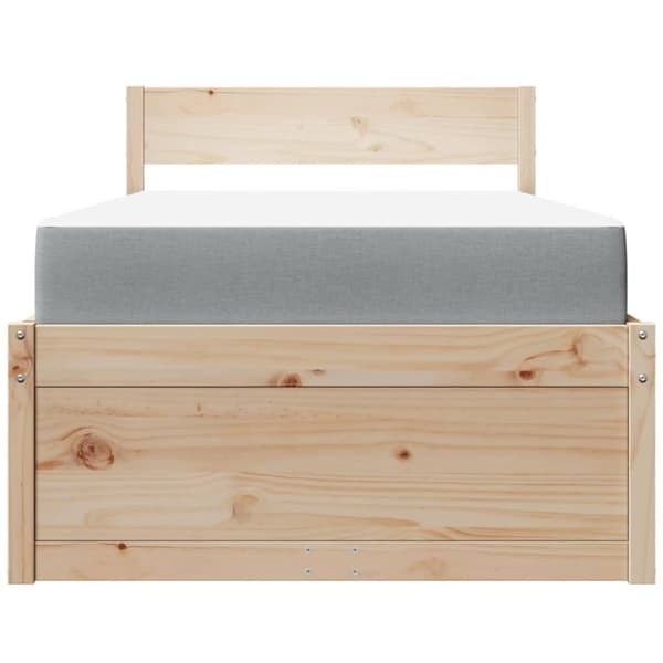 vidaXL Sänky laatikoilla ja patjalla 90x190 cm täysi mänty