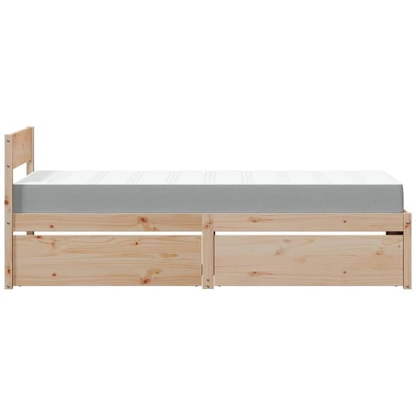vidaXL Sänky laatikoilla ja patjalla 90x190 cm täysi mänty