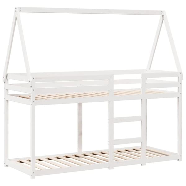 vidaXL Køyeseng med tak hvit 90x200 cm heltre furu