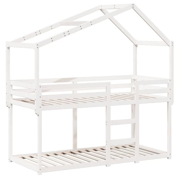 vidaXL Køyeseng med tak hvit 90x200 cm heltre furu