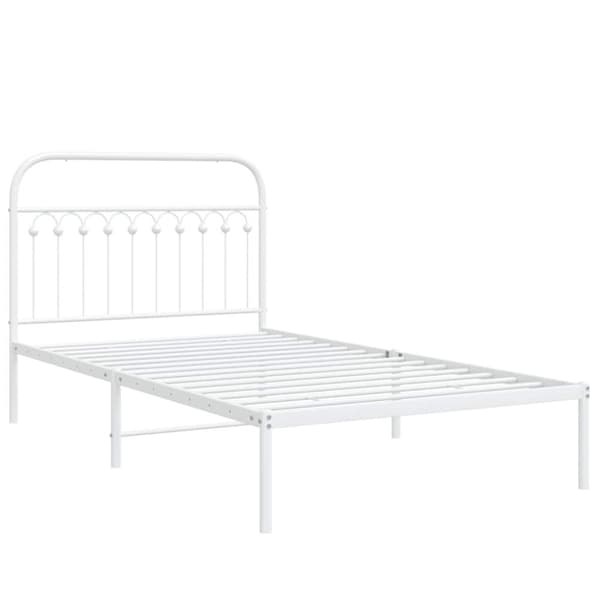 vidaXL Sengeramme i metall med hodegavl hvit 107x203 cm