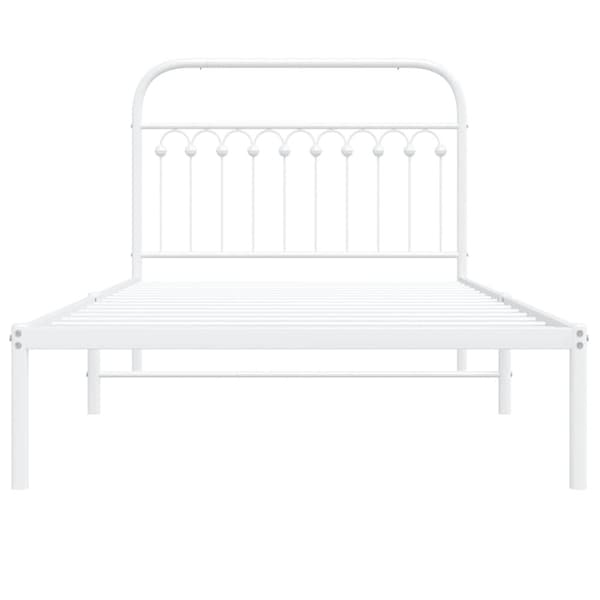 vidaXL Sengeramme i metall med hodegavl hvit 107x203 cm
