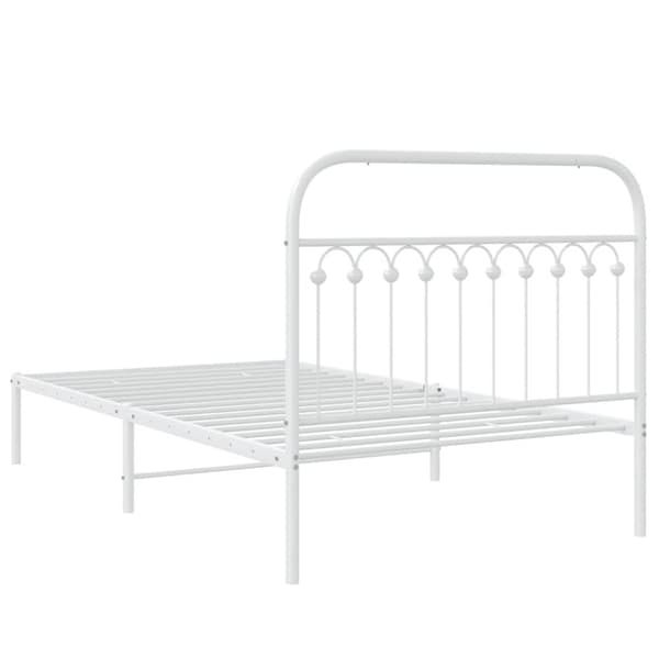 vidaXL Sengeramme i metall med hodegavl hvit 107x203 cm