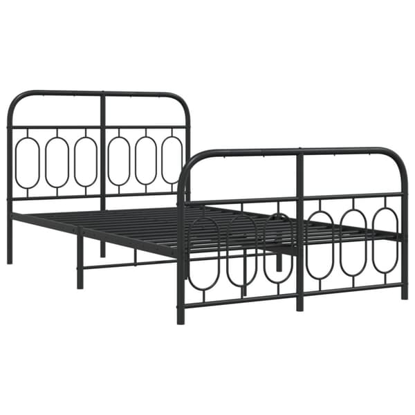 vidaXL Sengeramme i metall med hode- og fotgavl svart 120x190 cm