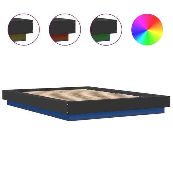 vidaXL Sengeramme med LED-lys svart 120x200 cm konstruert tre