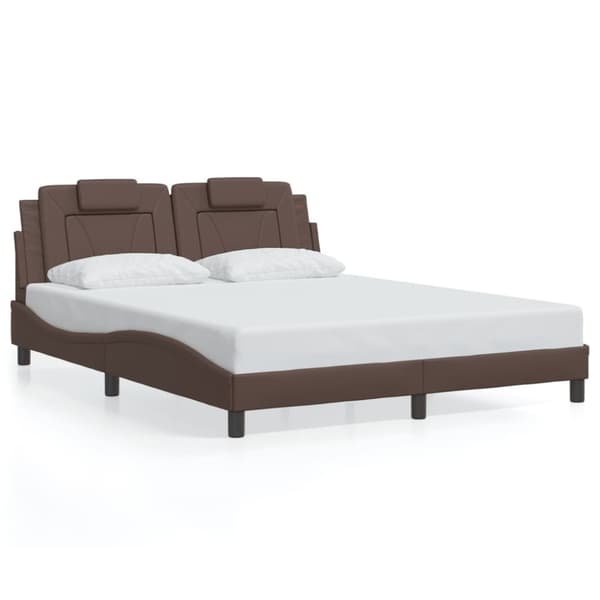 vidaXL sengeramme med LED-lys 160x200 cm kunstlæder brun