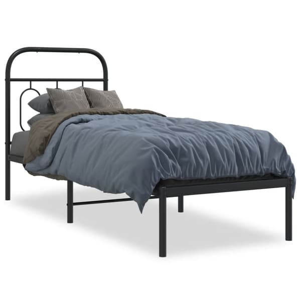 vidaXL sengeramme med sengegavl 75x190 cm metal sort