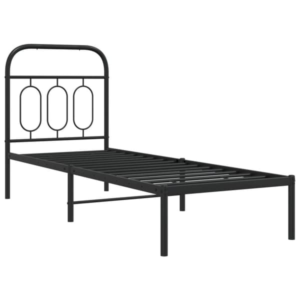 vidaXL sengeramme med sengegavl 75x190 cm metal sort