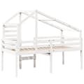 Miniatyrbillede 5 af 11: vidaXL højseng med tag 90x200 cm massivt fyrretræ hvid