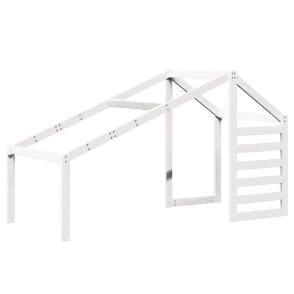 vidaXL højseng med tag 90x200 cm massivt fyrretræ hvid