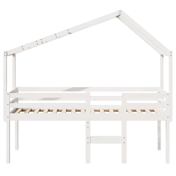 vidaXL højseng med tag 80x200 cm massivt fyrretræ hvid