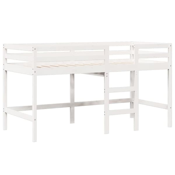 vidaXL højseng med tag 80x200 cm massivt fyrretræ hvid