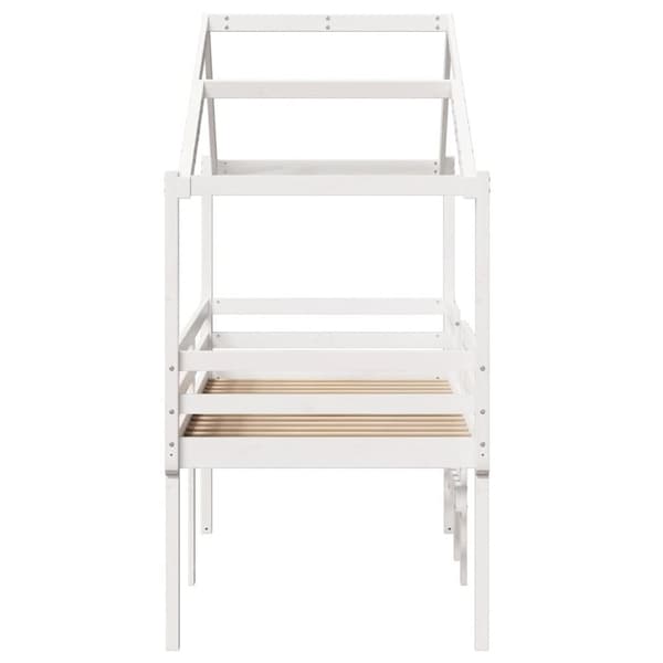 vidaXL højseng med tag 80x200 cm massivt fyrretræ hvid