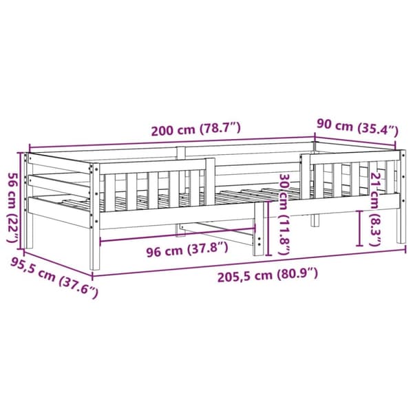 vidaXL Sengeramme uten madrass 90x200 cm heltre furu