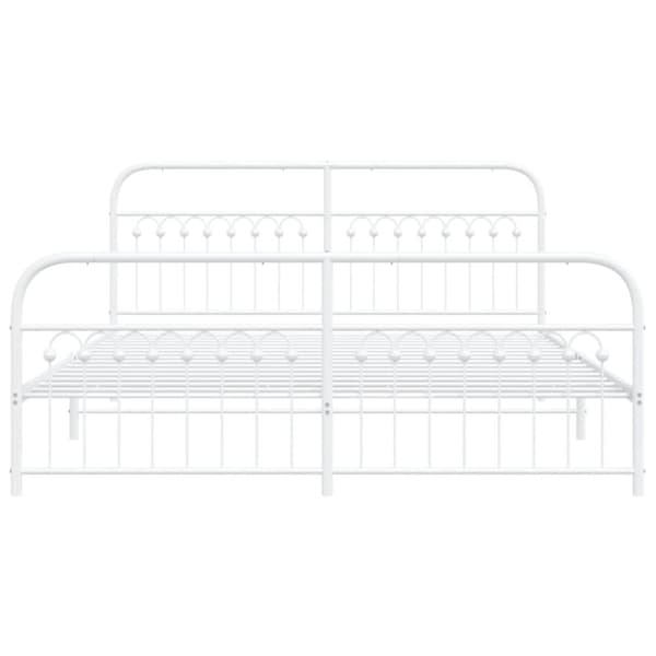 vidaXL Sengeramme i metall med hode- og fotgavl hvit 183x213 cm