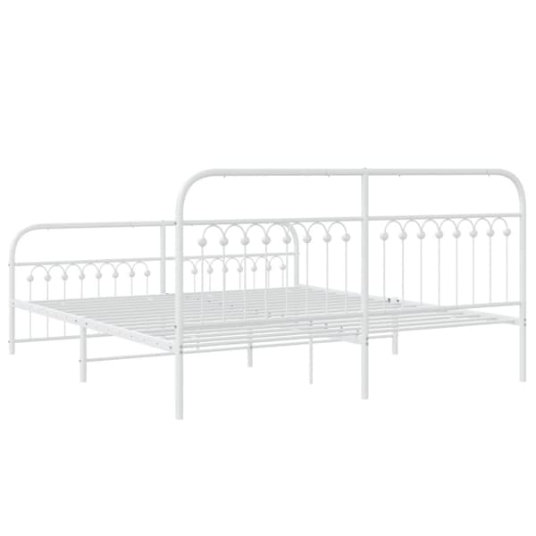 vidaXL Sengeramme i metall med hode- og fotgavl hvit 183x213 cm