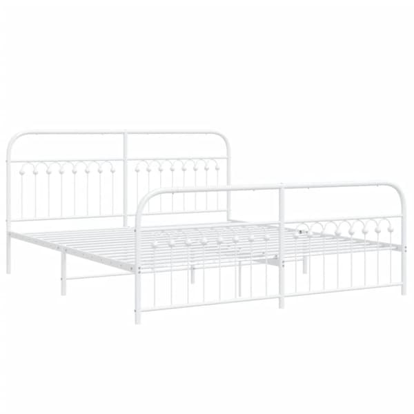 vidaXL Sengeramme i metall med hode- og fotgavl hvit 183x213 cm
