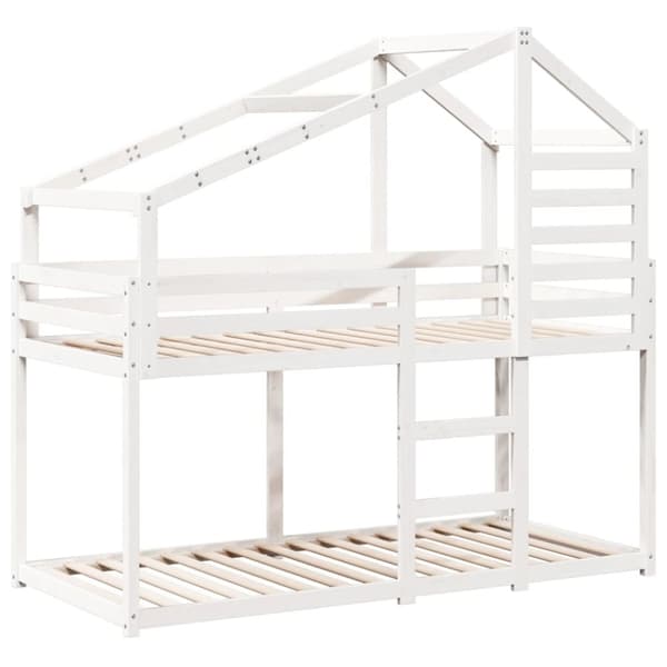 vidaXL Våningssäng med tak vit 80x200 cm massiv furu