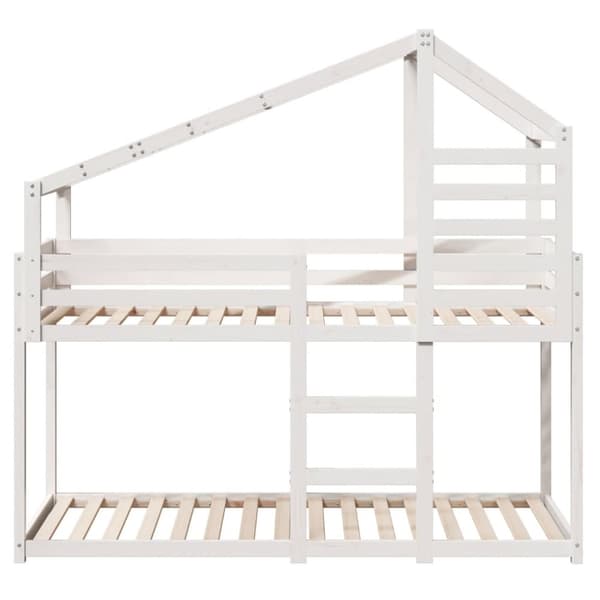 vidaXL Våningssäng med tak vit 80x200 cm massiv furu