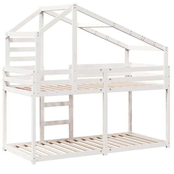 vidaXL Våningssäng med tak vit 80x200 cm massiv furu