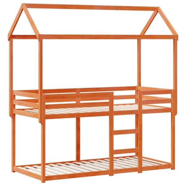 vidaXL Køyeseng med tak voksbrun 90x190 cm heltre furu