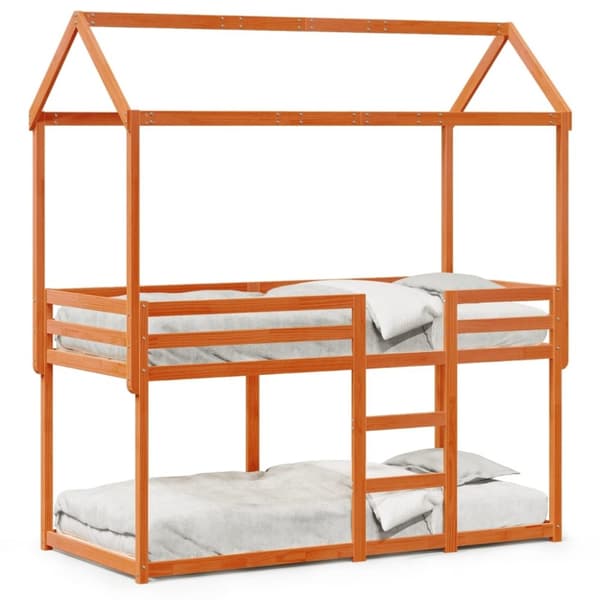 vidaXL Køyeseng med tak voksbrun 90x190 cm heltre furu